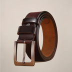 Elcevi | Rectangular Buckle Formal Belt with Stitched Edges