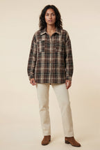 Relaxed Fit Checked Long Sleeve Shirt with Classic Collar