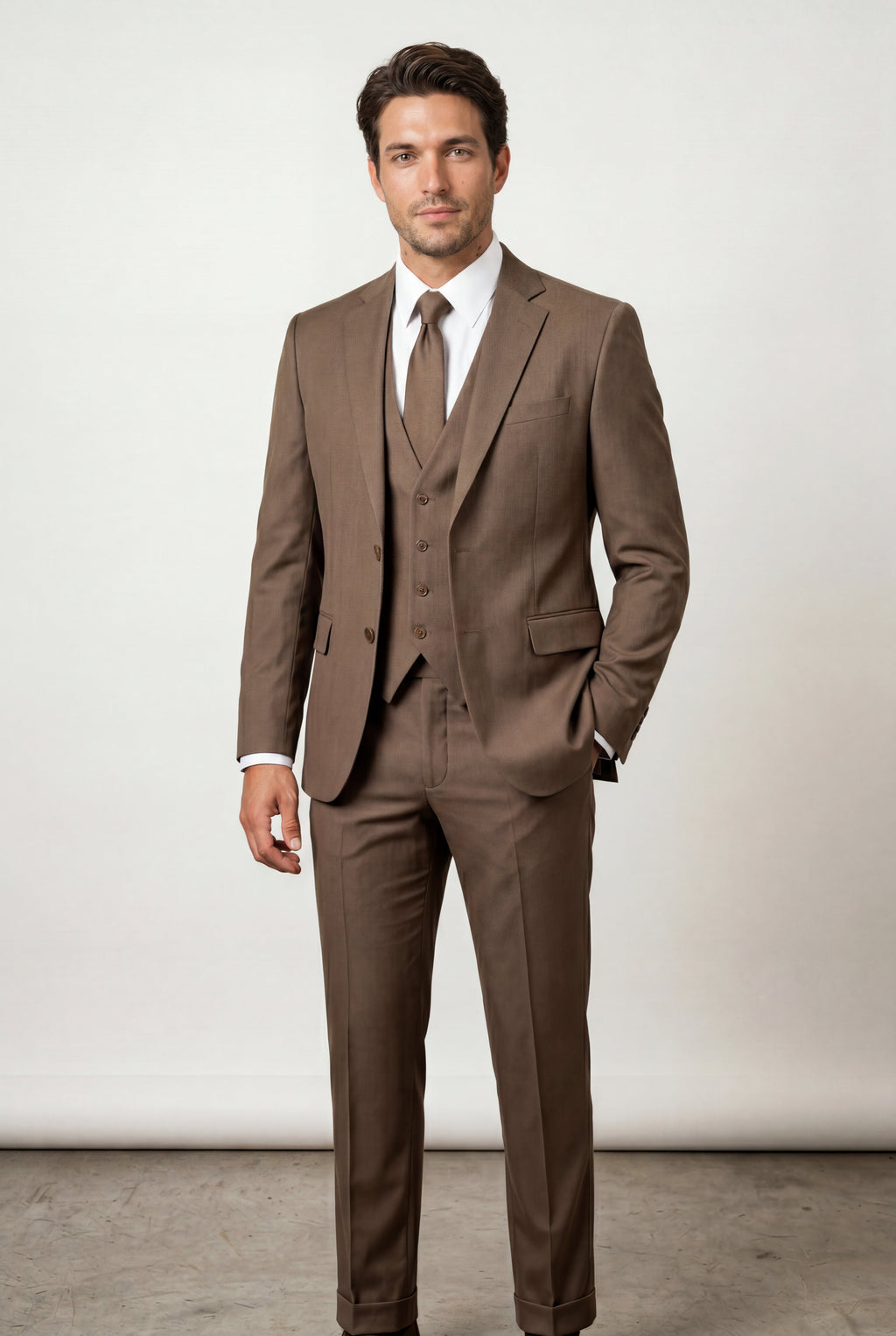 Gio | Slim-fit Three-piece Wedding Suit with Notch Lapel Blazer