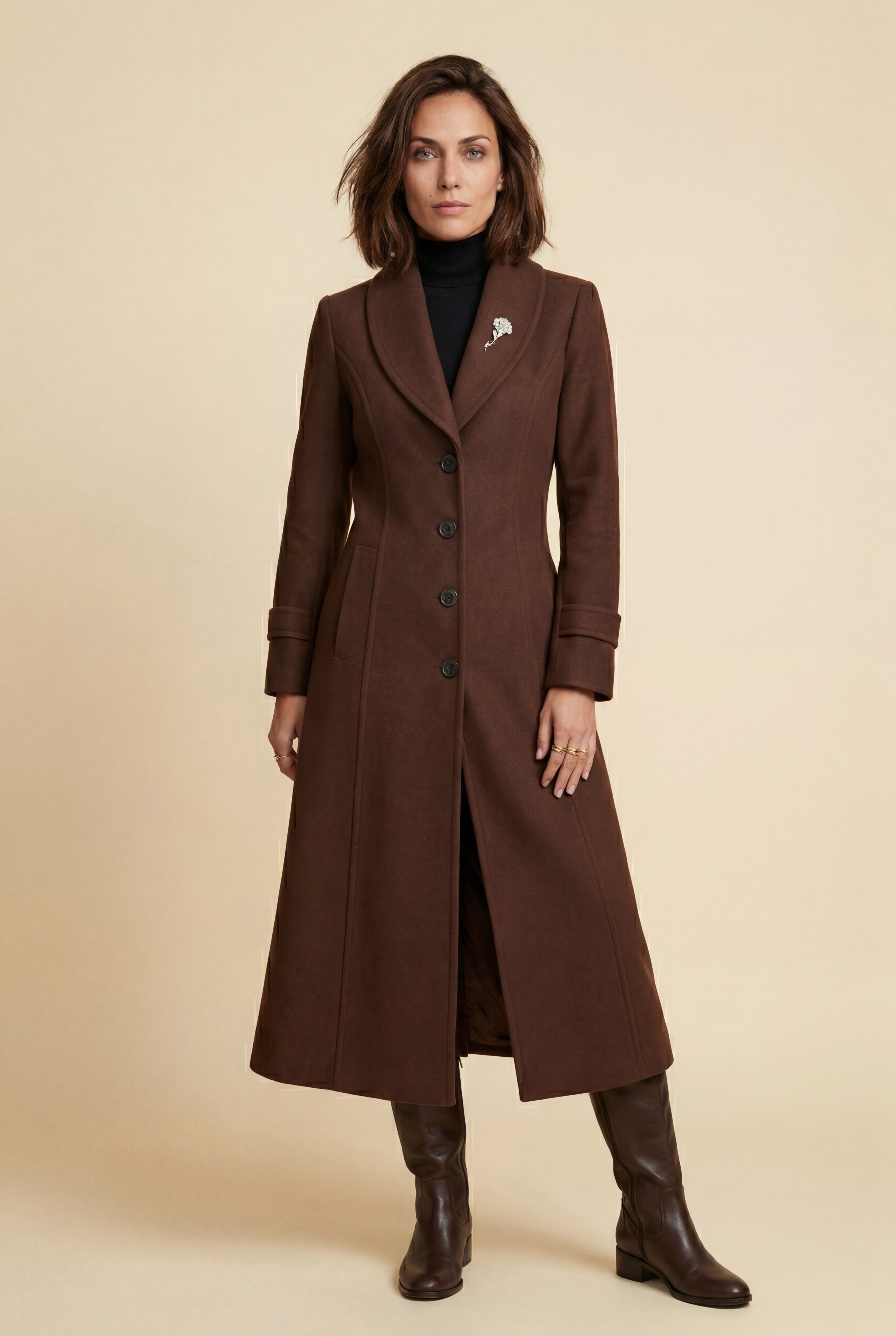 Tailored Longline Coat with Adjustable Belt | Senna