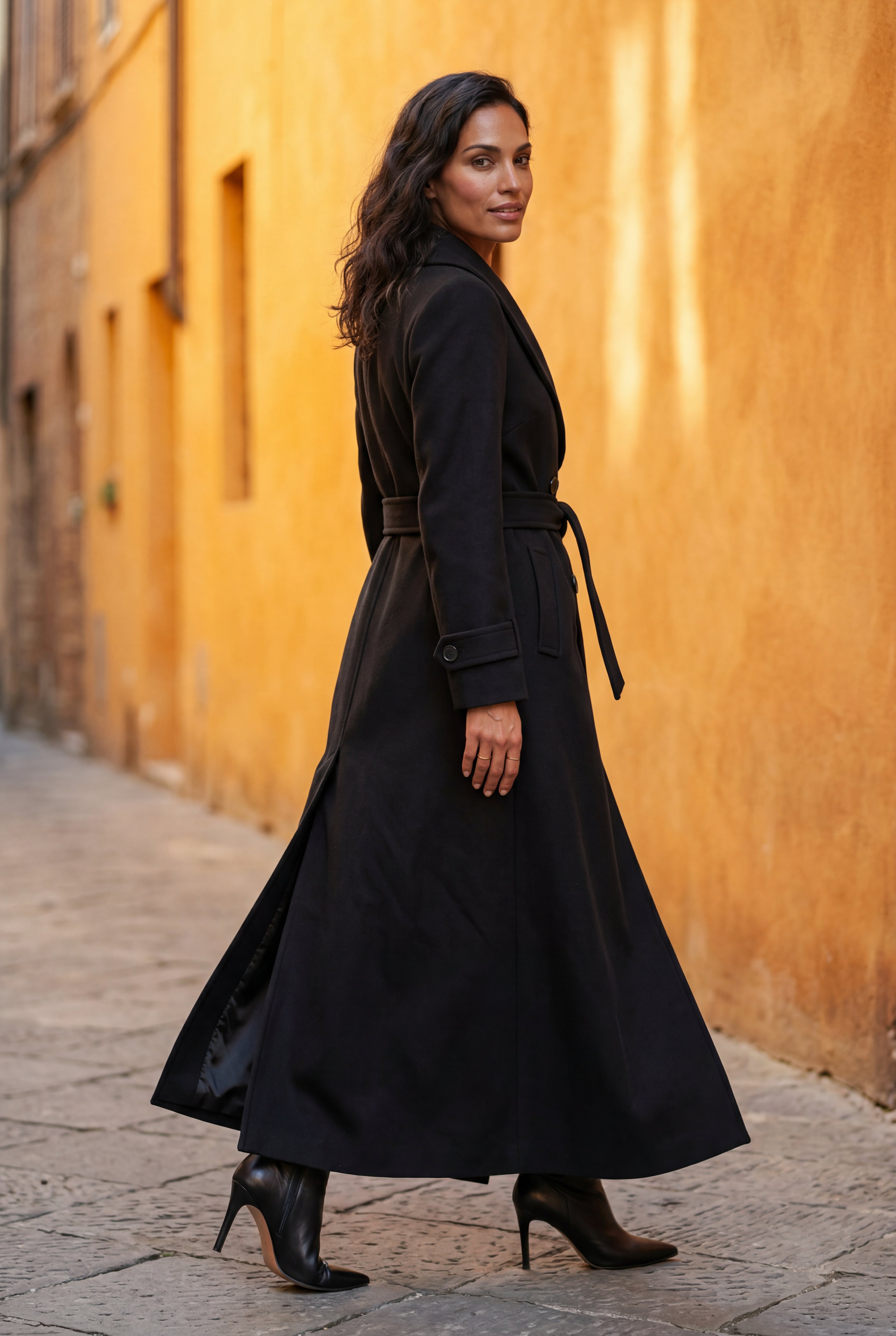 Tailored Longline Coat with Adjustable Belt | Senna