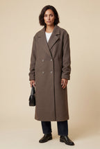 Kim | Taupe Brown Oversized Double-breasted Long Coat