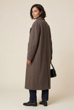 Kim | Taupe Brown Oversized Double-breasted Long Coat
