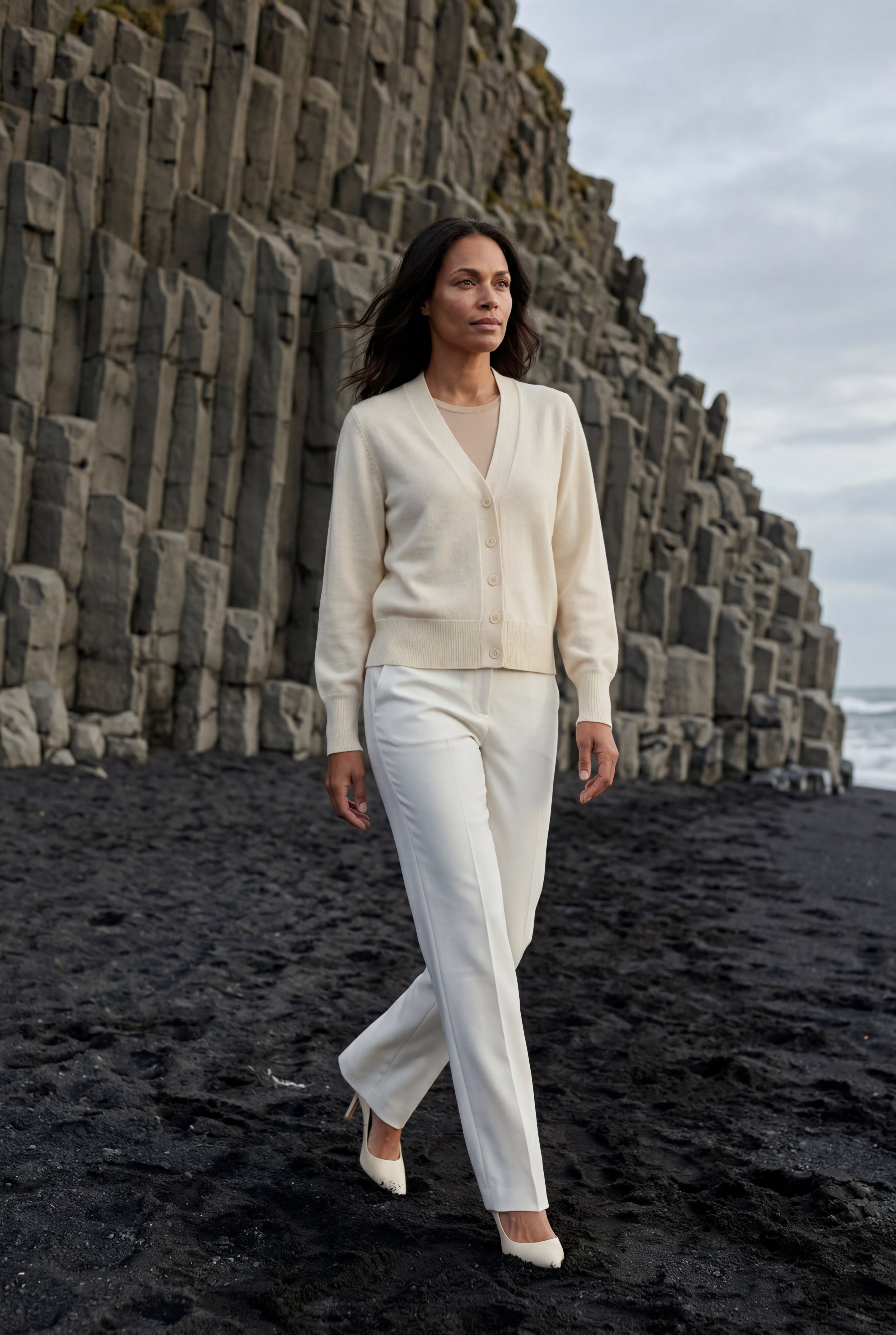 V-neck Button-front Classic Cardigan Sweater | Senna