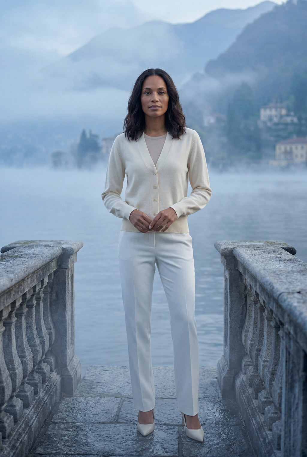 V-neck Button-front Classic Cardigan Sweater | Senna