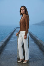 V-neck Button-front Classic Cardigan Sweater | Senna