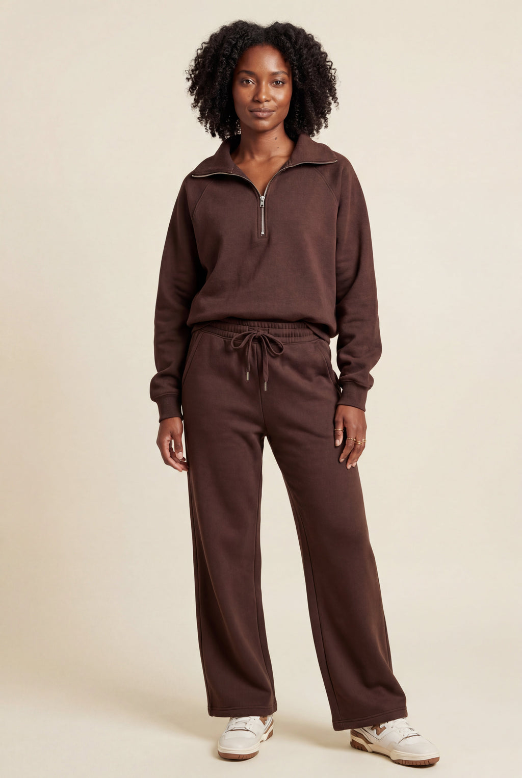 Lia | Wide-leg Zip Collar Lounge Set with Relaxed Pullover