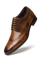 Liam | Wingtip Brogue Oxford Dress Shoes with Stacked Low Heel