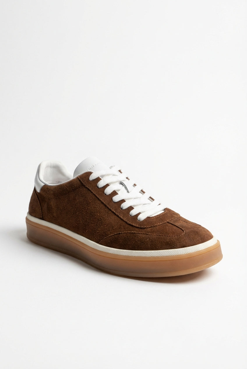 Elcevi | Brown Low Top Sneakers with Gum Sole