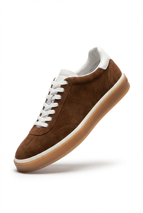 Elcevi | Brown Low Top Sneakers with Gum Sole