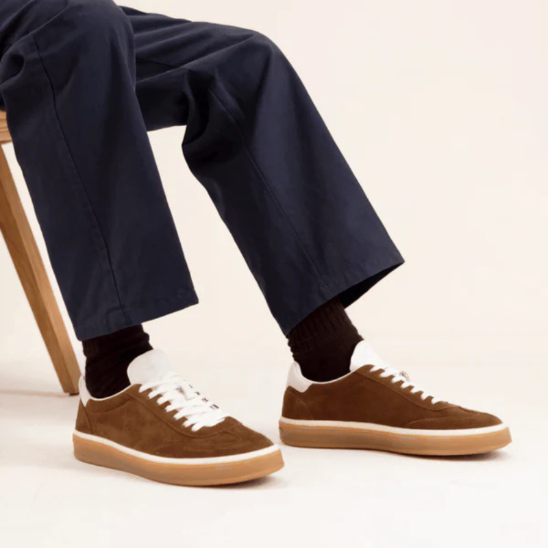 Elcevi | Brown Low Top Sneakers with Gum Sole