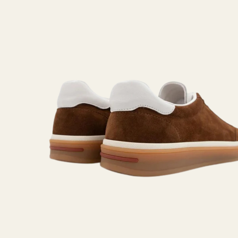 Elcevi | Brown Low Top Sneakers with Gum Sole