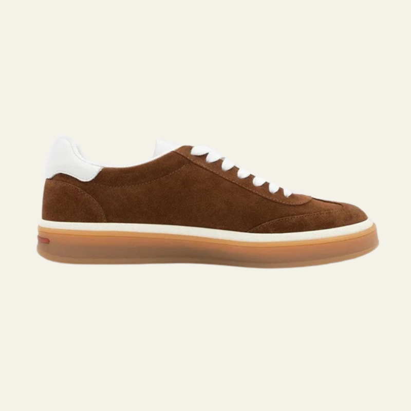 Elcevi | Brown Low Top Sneakers with Gum Sole