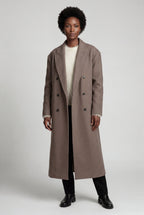 Kim | Women's Oversized Double-Breasted Long Coat with Lapel