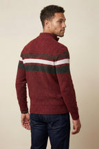 Half Zip Stand Collar Striped Sweater | James