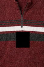 Half Zip Stand Collar Striped Sweater | James