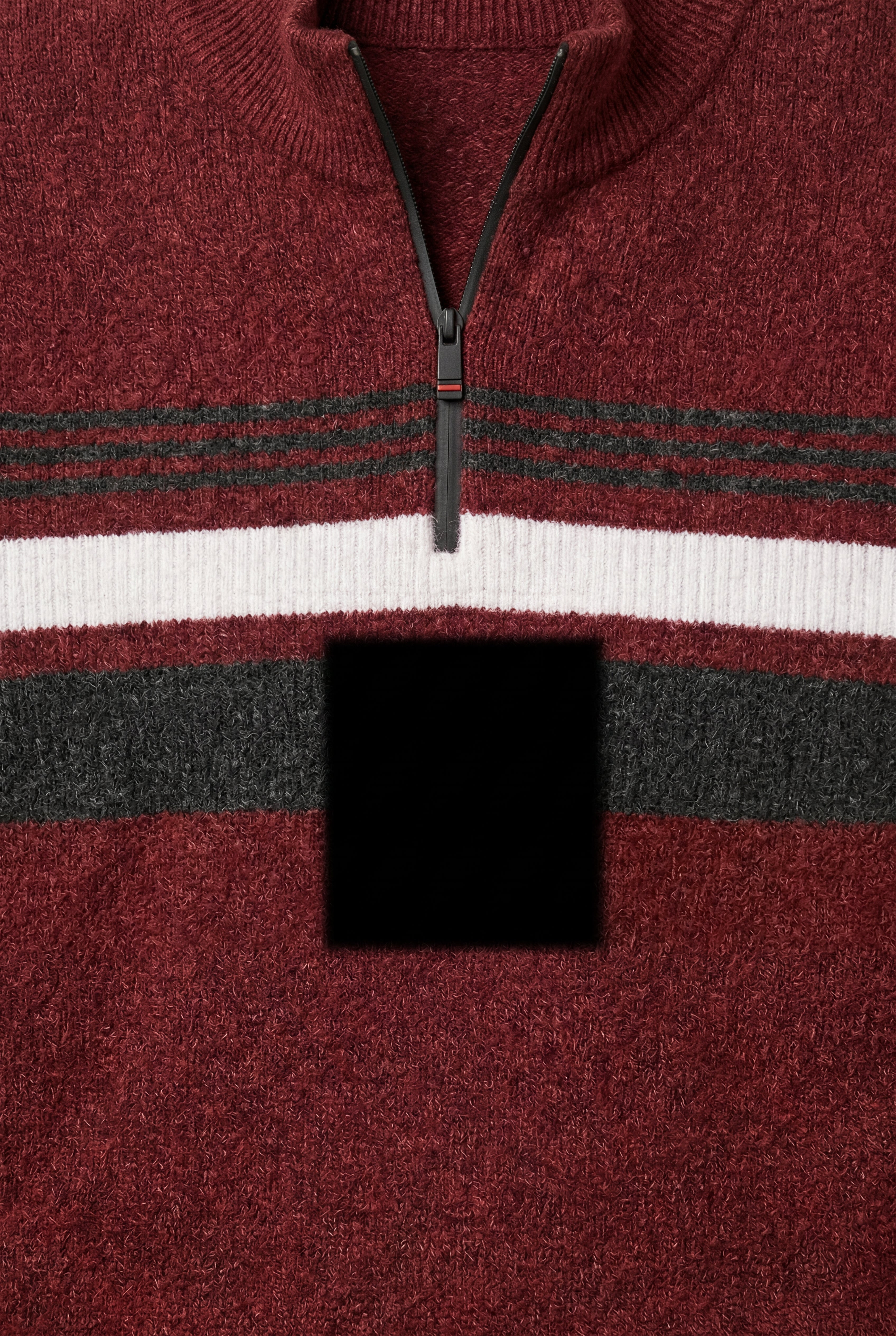 Half Zip Stand Collar Striped Sweater | James