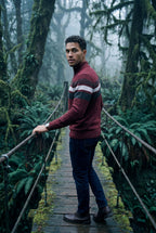 Half Zip Stand Collar Striped Sweater | James