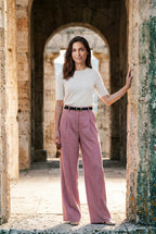 Lia | High-waisted Wide-leg Tailored Trousers with Belt