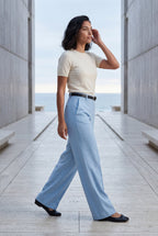 Lia | High-waisted Wide-leg Tailored Trousers with Belt