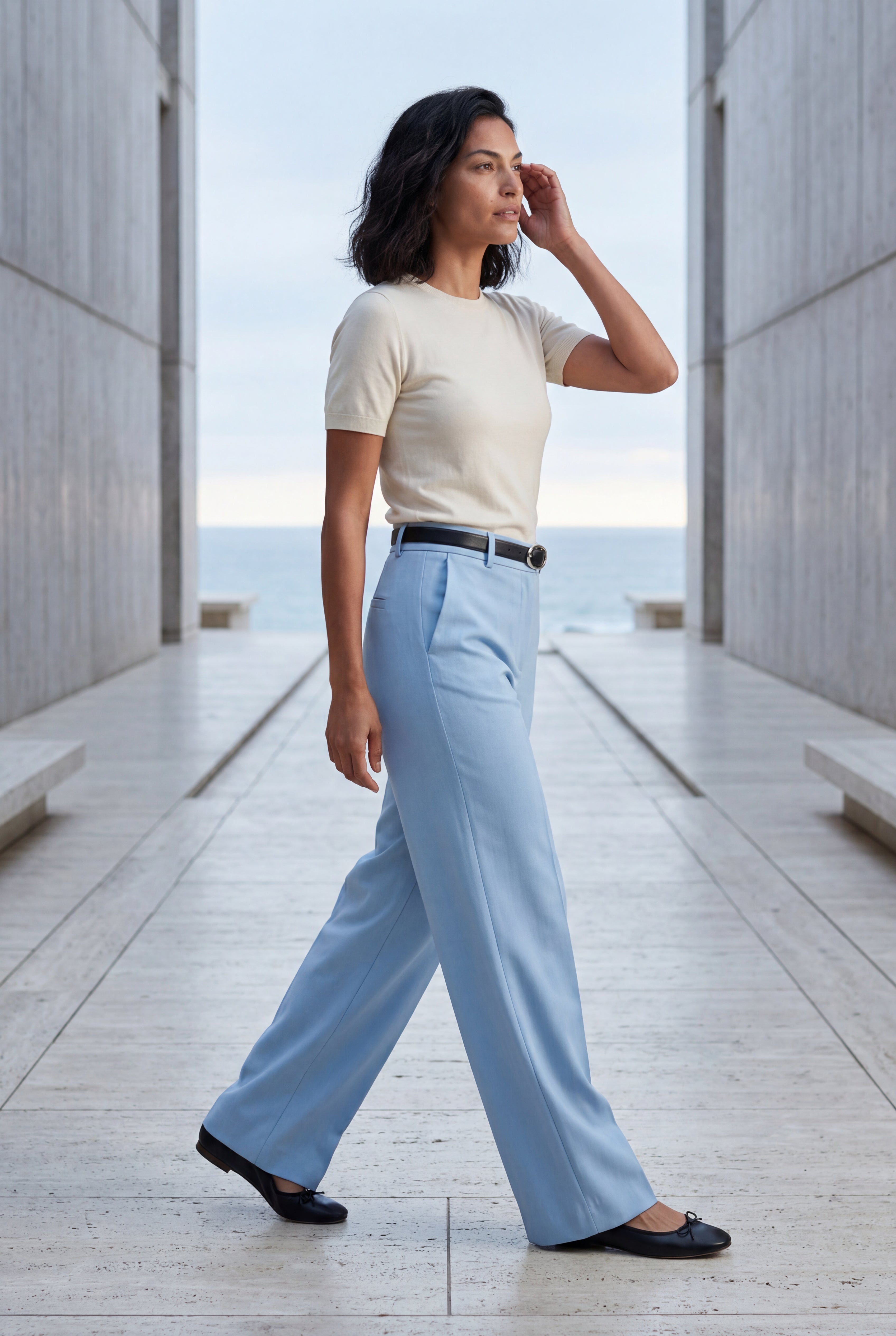 Lia | High-waisted Wide-leg Tailored Trousers with Belt