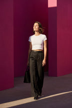 Lia | High-waisted Wide-leg Tailored Trousers with Belt