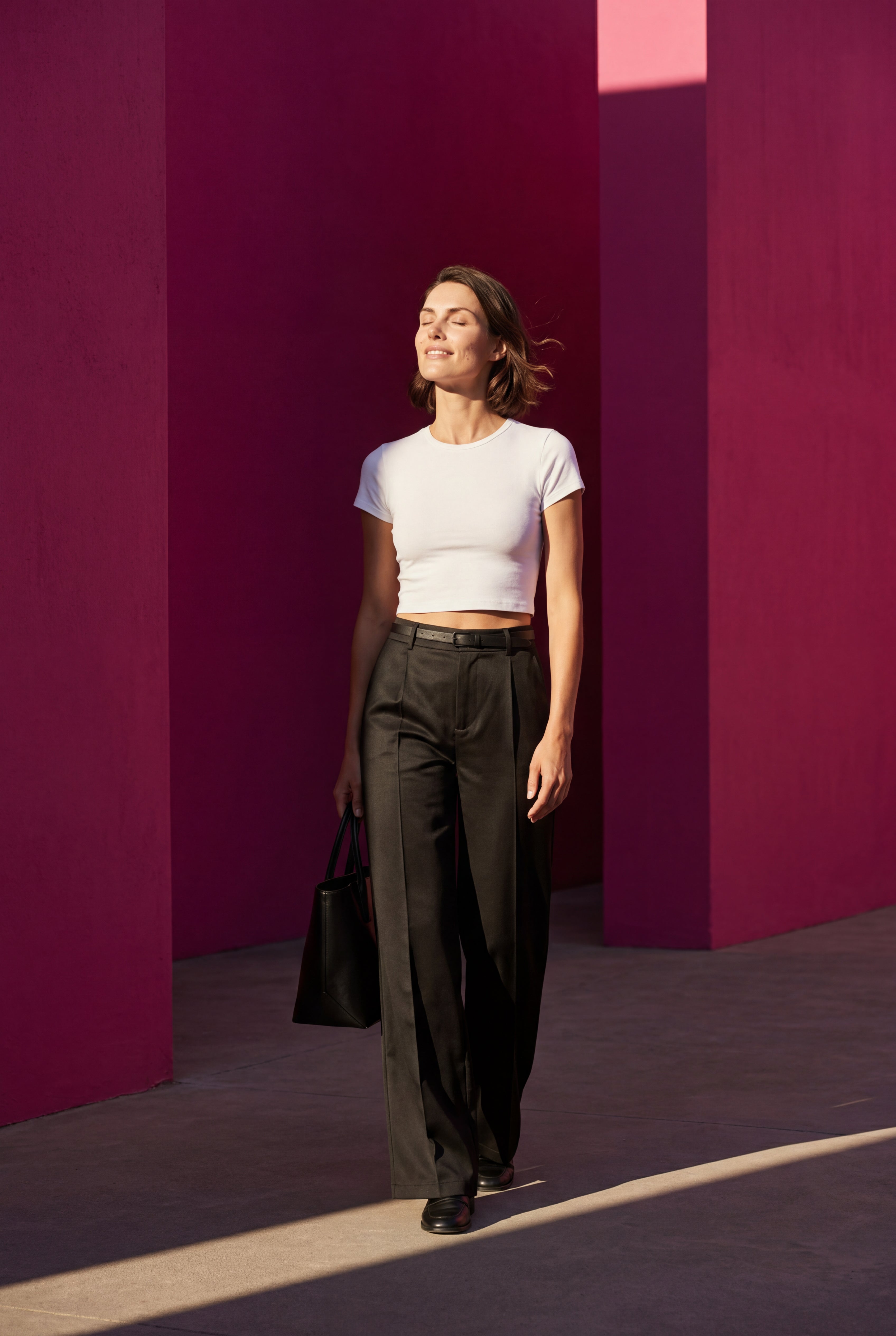 Lia | High-waisted Wide-leg Tailored Trousers with Belt