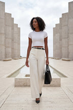 Lia | High-waisted Wide-leg Tailored Trousers with Belt