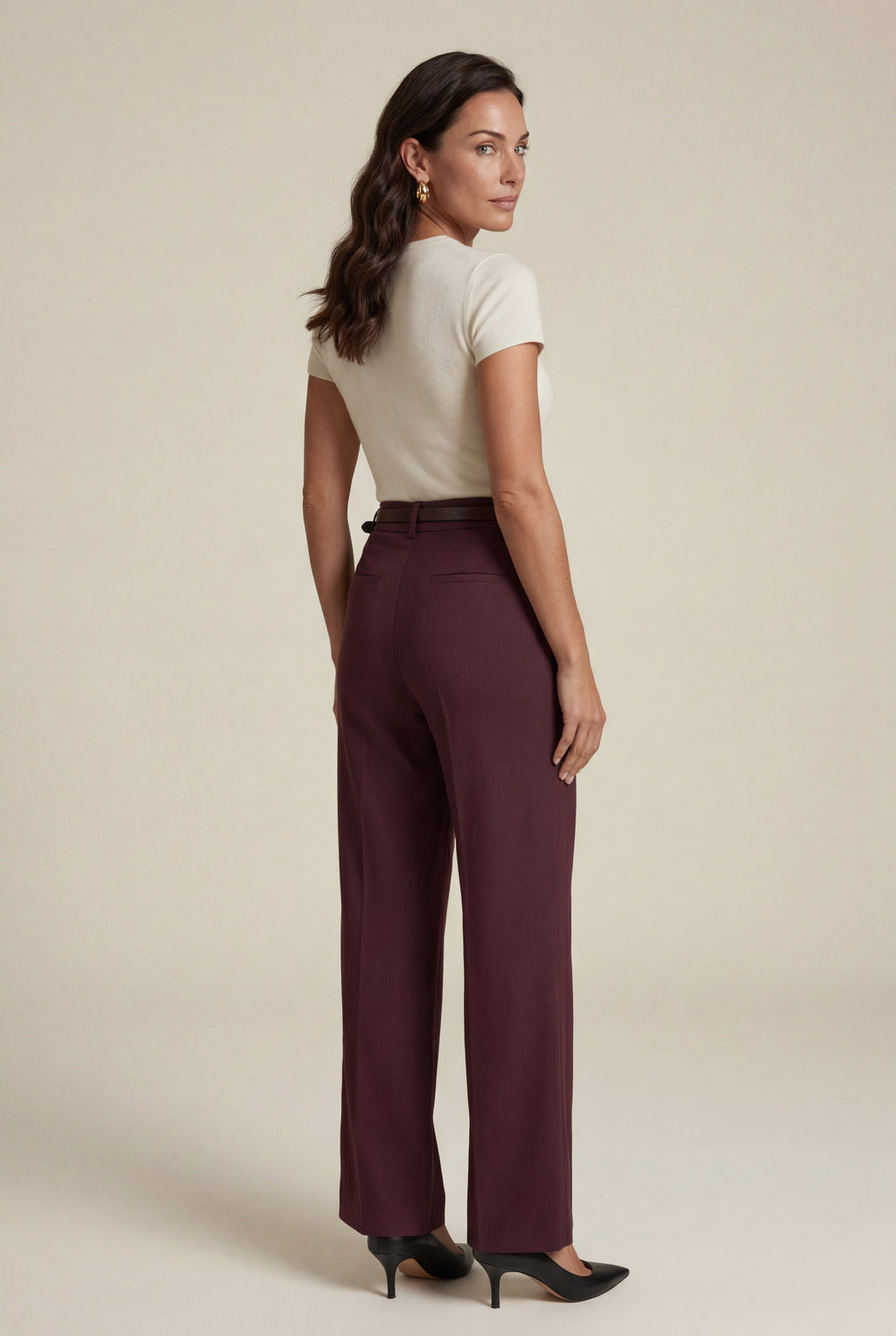 Lia | High-waisted Wide-leg Tailored Trousers with Belt