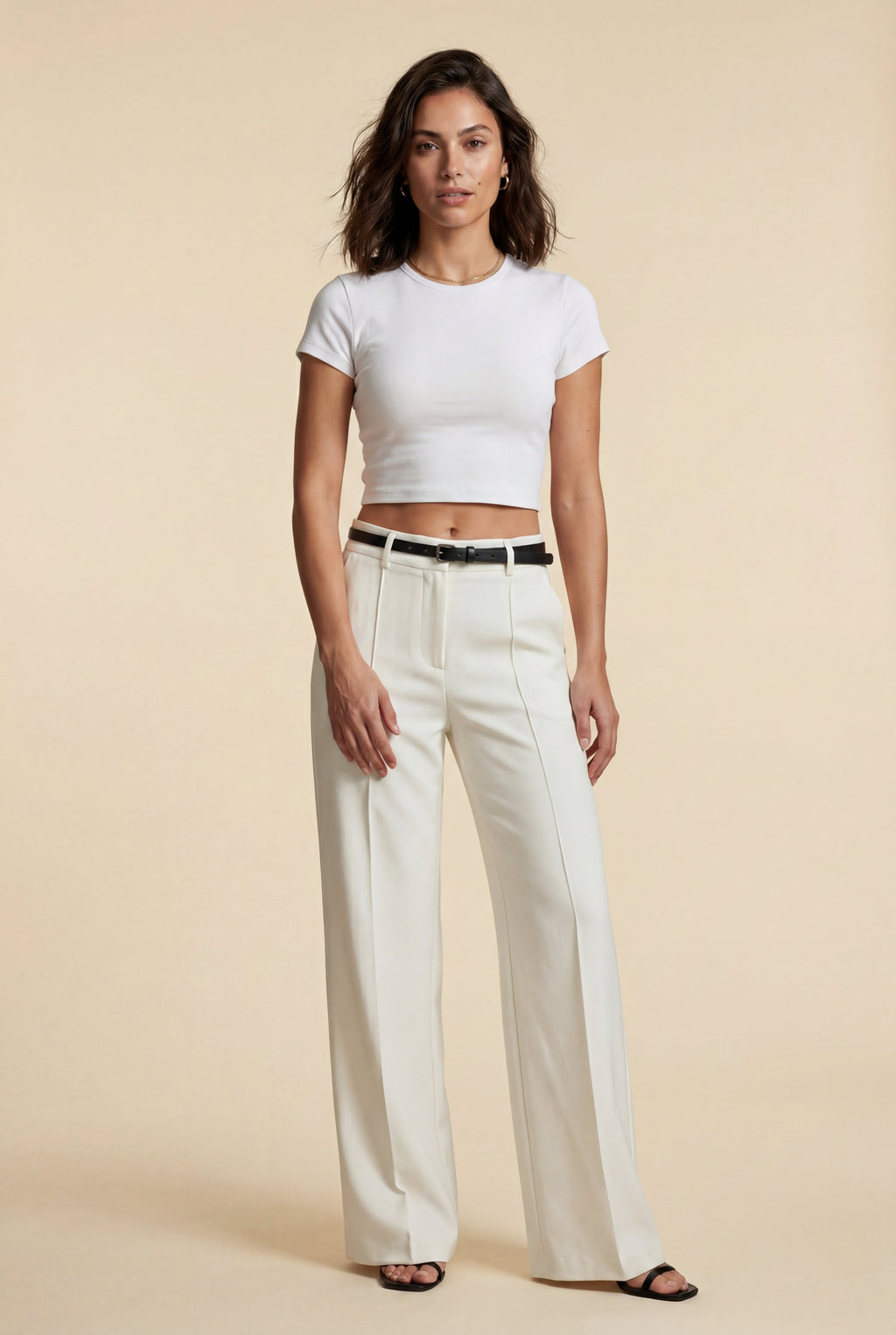 Lia | High-waisted Wide-leg Tailored Trousers with Belt