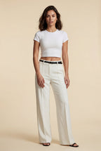 Lia | High-waisted Wide-leg Tailored Trousers with Belt