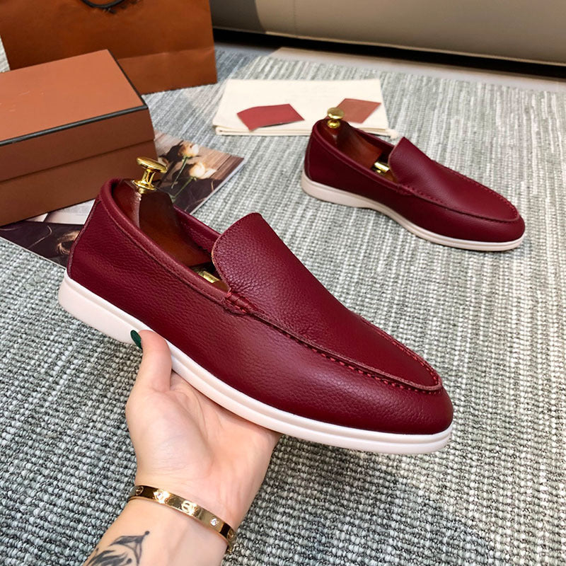 Liam | Pebbled Slip-on Loafers with Contrast Sole