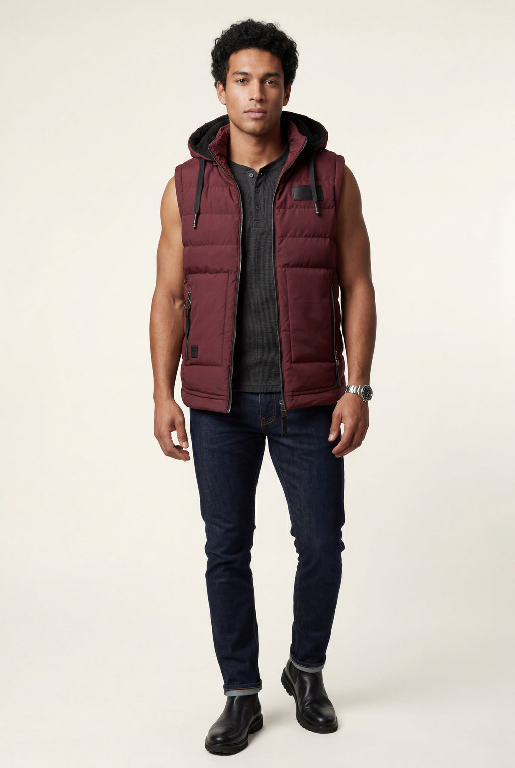 Liam | Quilted Hooded Puffer Vest with Zip Pockets