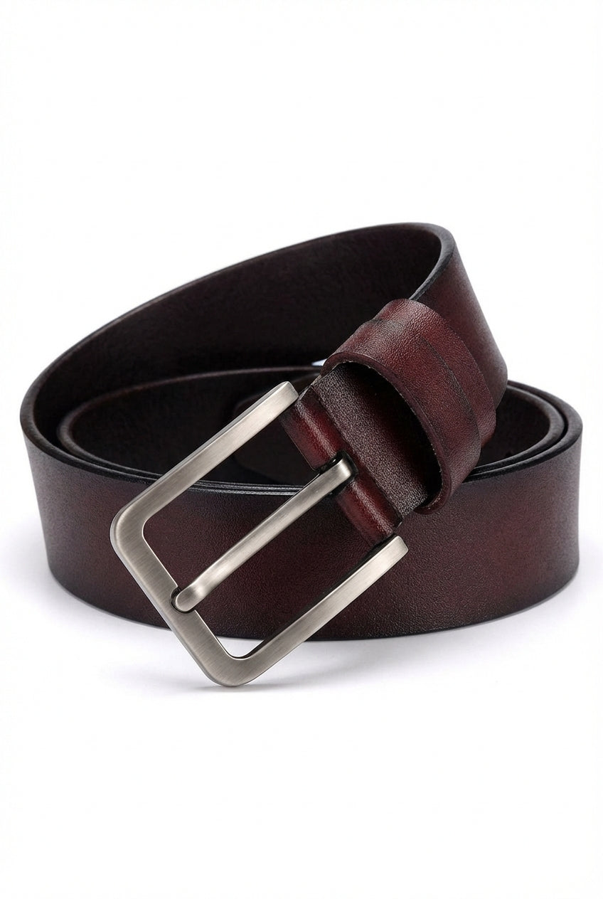 Kian | Rectangular Metal Buckle Classic Belt with Tapered Tip
