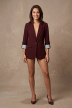 Roll-tab Sleeve Single-breasted Relaxed Blazer | Elcevi