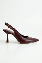 Elcevi | Sculpted Slingback Pointed Toe Heels with Gold Heel Tip For Women
