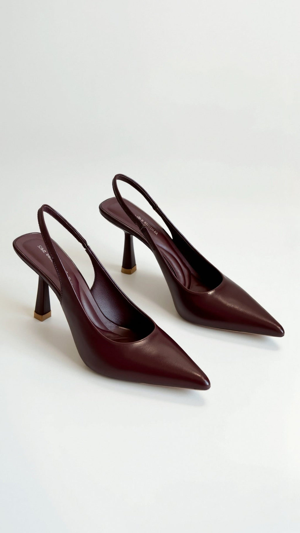Elcevi | Sculpted Slingback Pointed Toe Heels with Gold Heel Tip For Women