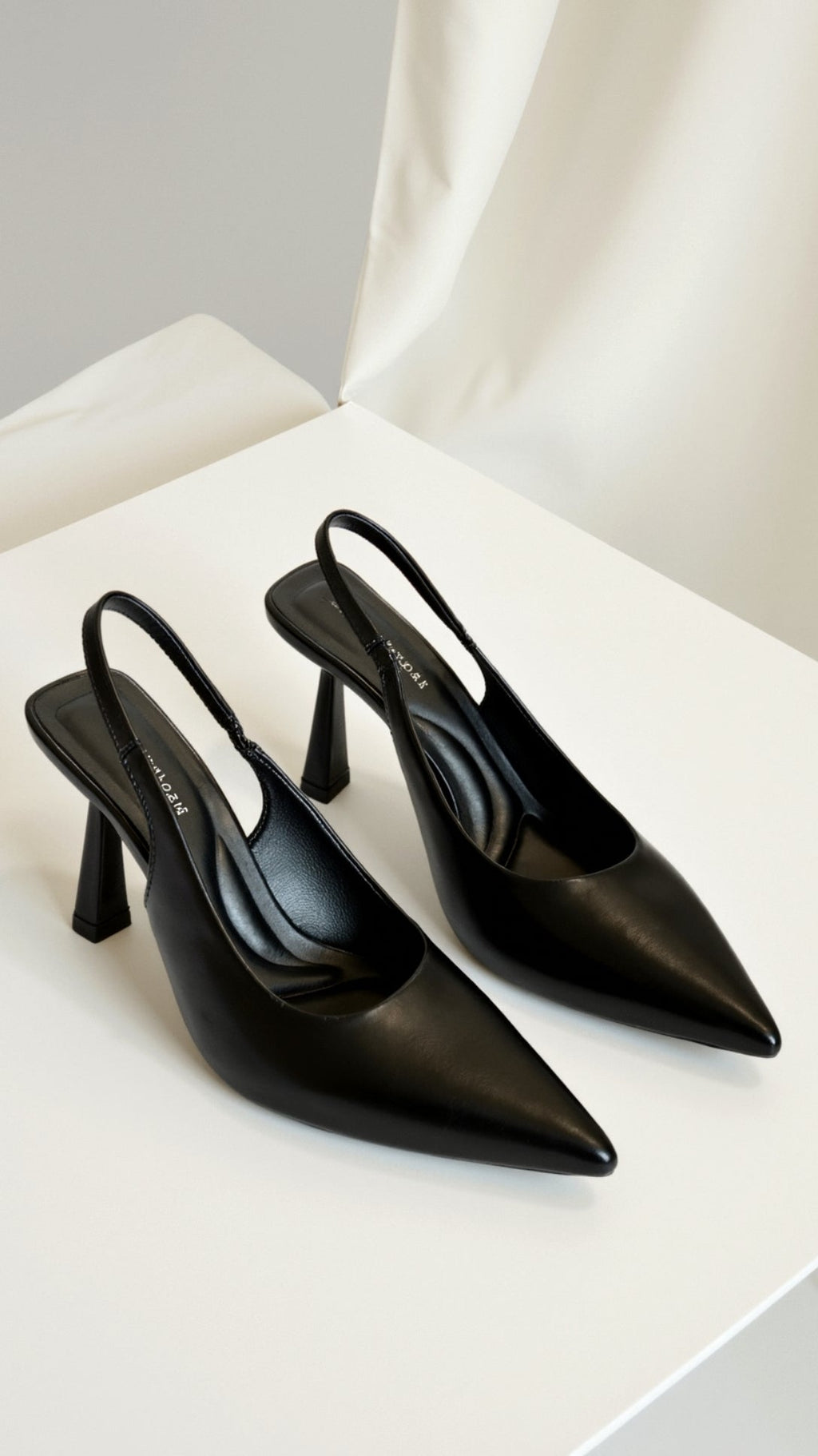 Elcevi | Sculpted Slingback Pointed Toe Heels with Gold Heel Tip For Women