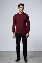Structured Tonal Textured Crewneck Sweater | Liam