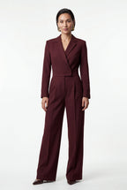 Lia | Tailored Wide Leg Blazer Jumpsuit with Cinched Waist