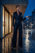 Lia | Tailored Wide Leg Blazer Jumpsuit with Cinched Waist