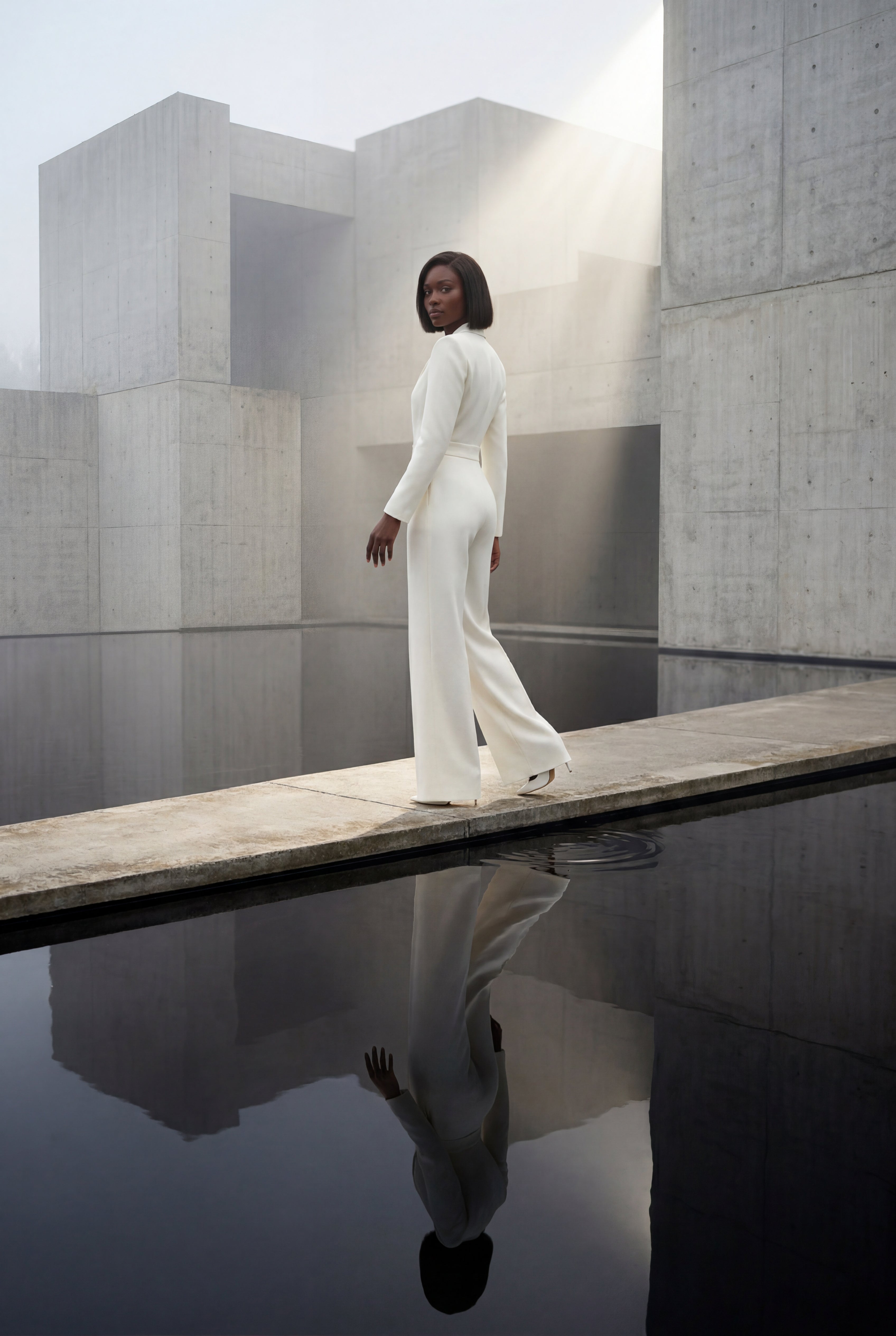 Lia | Tailored Wide Leg Blazer Jumpsuit with Cinched Waist