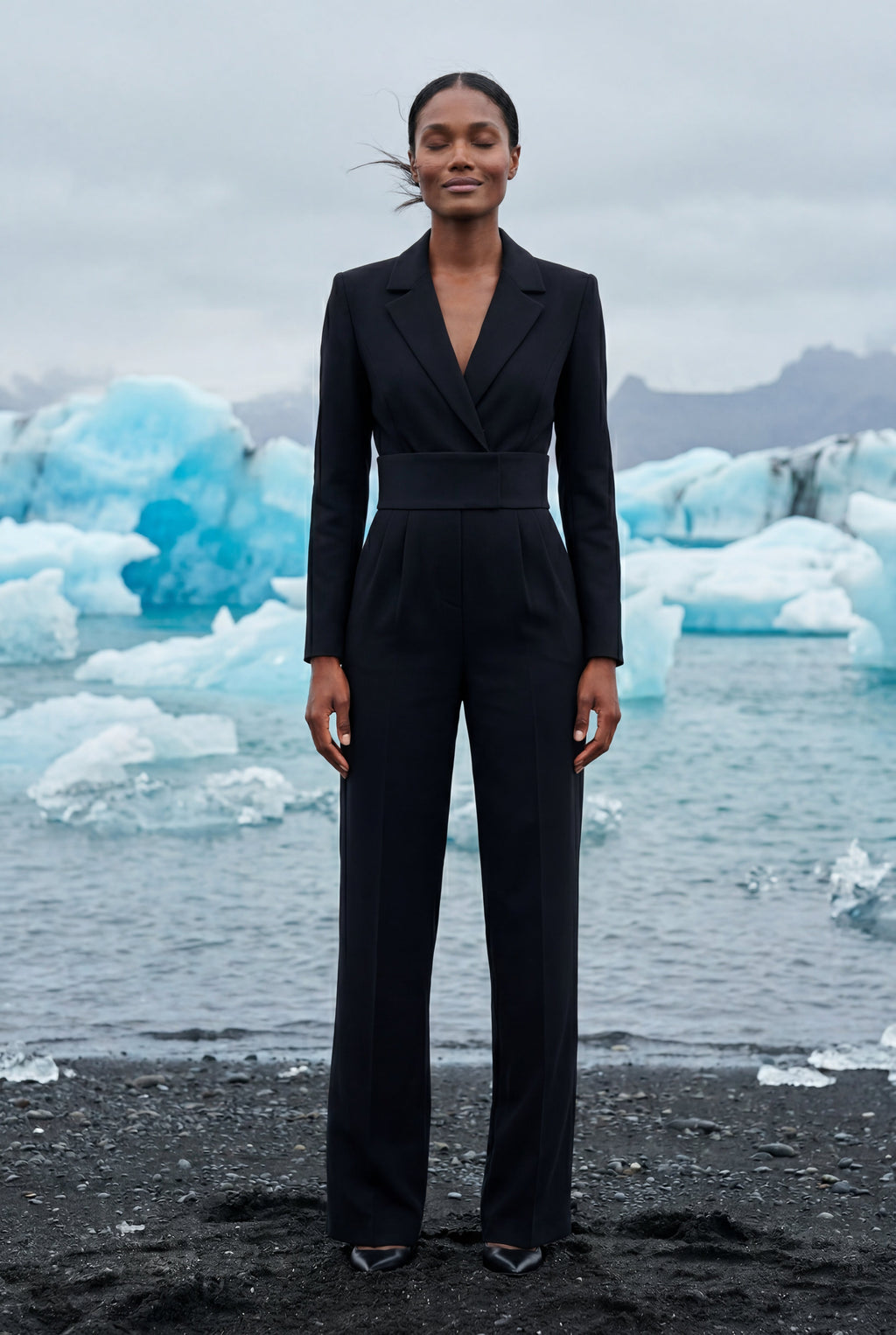 Lia | Tailored Wide Leg Blazer Jumpsuit with Cinched Waist