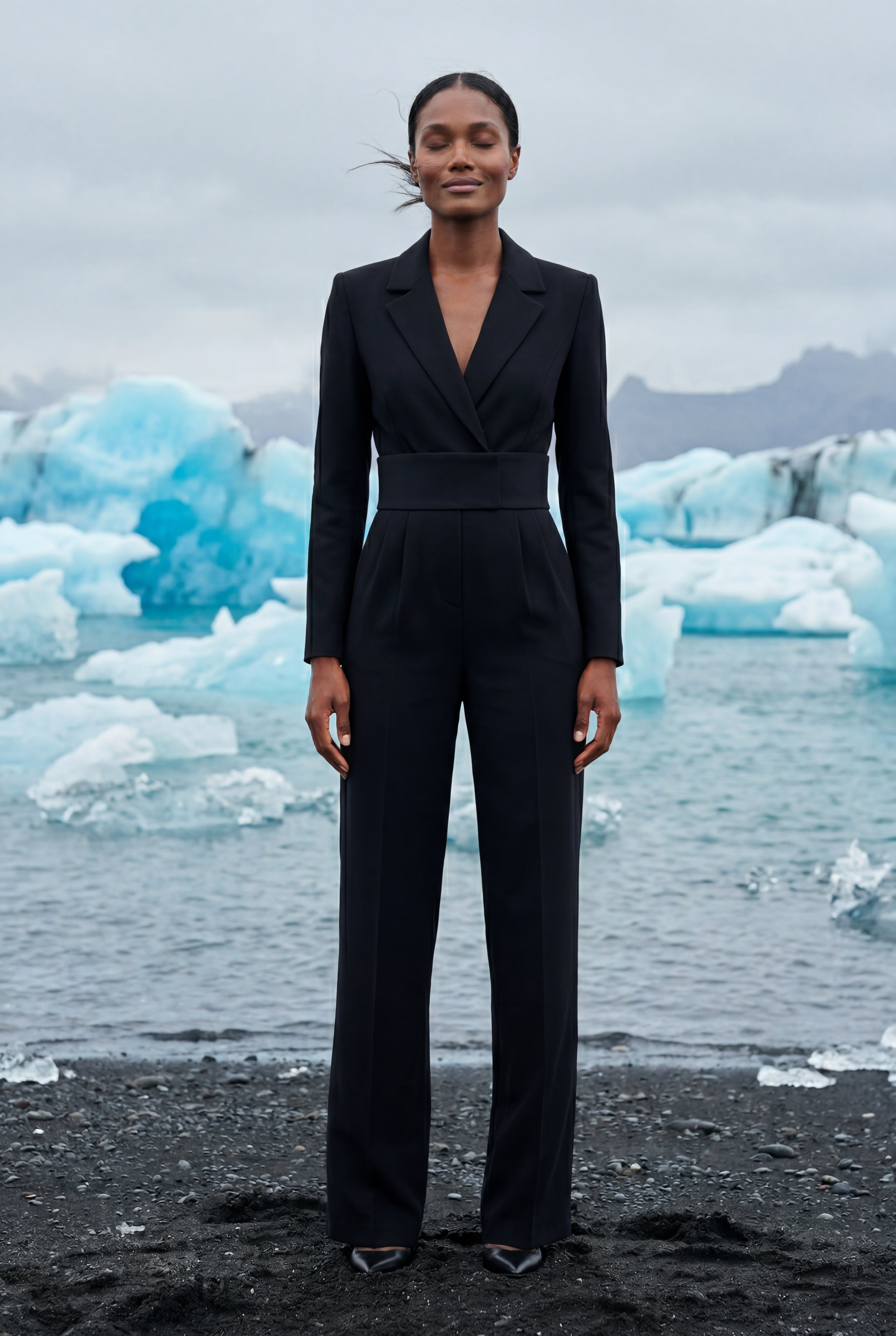 Lia | Tailored Wide Leg Blazer Jumpsuit with Cinched Waist