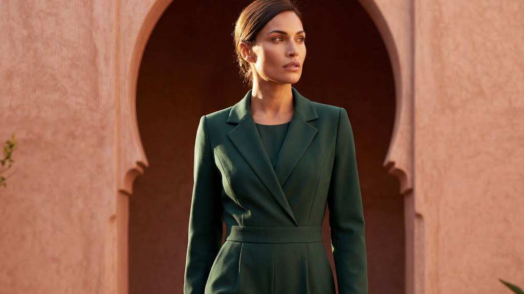 Lia | Tailored Wide Leg Blazer Jumpsuit with Cinched Waist