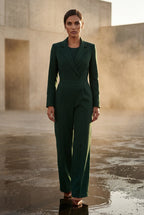 Lia | Tailored Wide Leg Blazer Jumpsuit with Cinched Waist