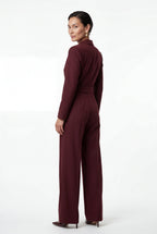 Lia | Tailored Wide Leg Blazer Jumpsuit with Cinched Waist