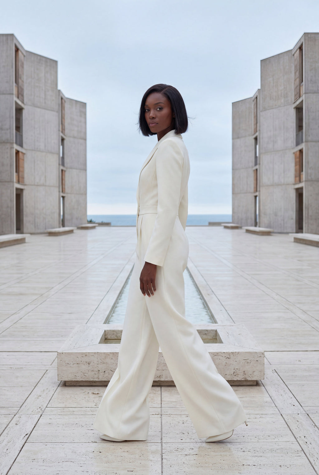 Lia | Tailored Wide Leg Blazer Jumpsuit with Cinched Waist