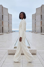 Lia | Tailored Wide Leg Blazer Jumpsuit with Cinched Waist