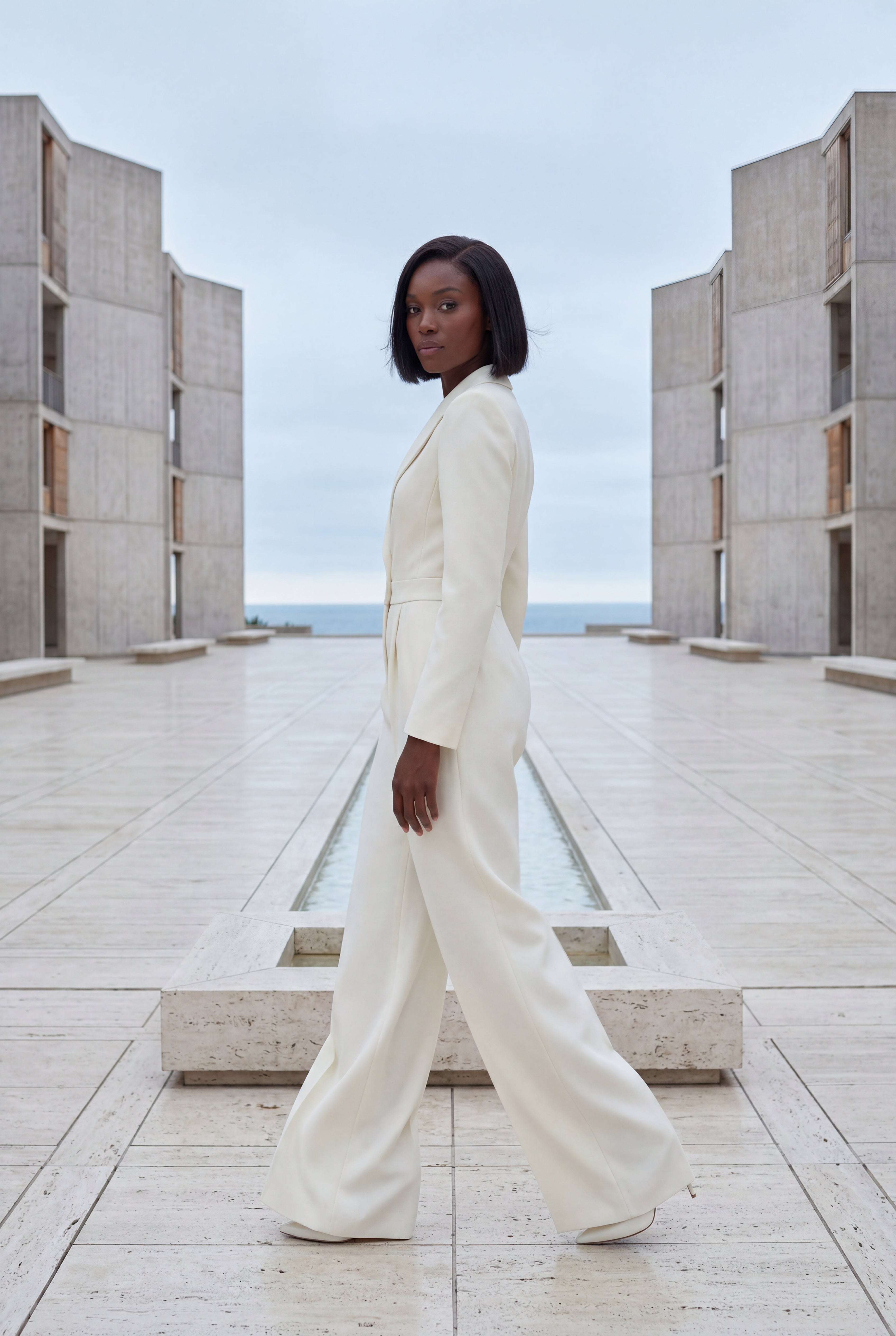 Lia | Tailored Wide Leg Blazer Jumpsuit with Cinched Waist